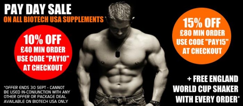 15% off £80 minimum order on all Biotech Products